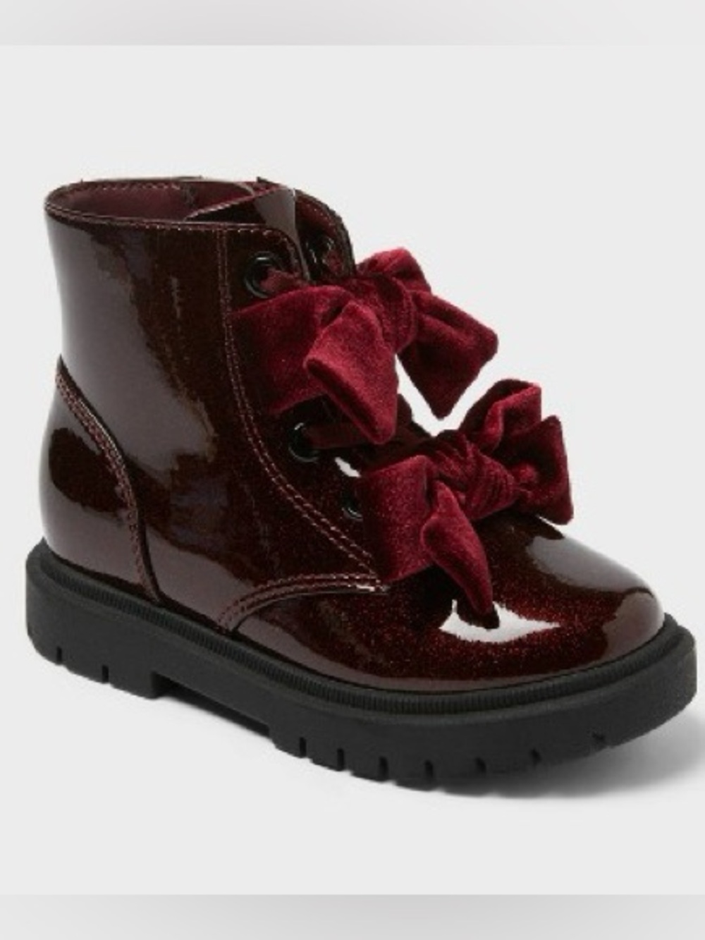 🙂Toddler Estes Shimmer Combat Boots - Cat & Jack™ Burgundy 10T🙂